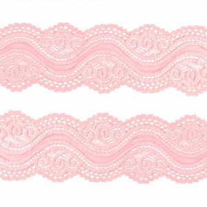 003 Кружево машинного вязания эластичное шир. 55мм - цв.#10-св. розовый