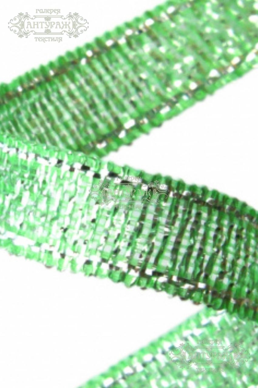 Лента металлизированная "ОмТекс", 25мм/уп.33+/-0,5м, цв.3359 - зеленый-серебро