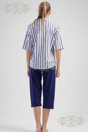 Комплект с капри короткий рукав СОНАТА индиго (110118 0448)