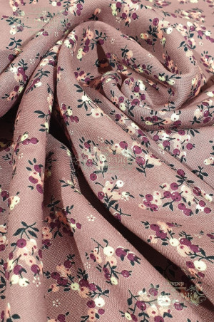 Вискоза FLORA (ЭО223 веточки цветы на вишневом )