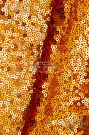 Трикотажное полотно Сетка с пайетками №23,ш. 130 см, цв. - оранжевый