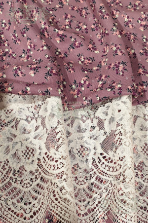 Вискоза FLORA (ЭО223 веточки цветы на вишневом )