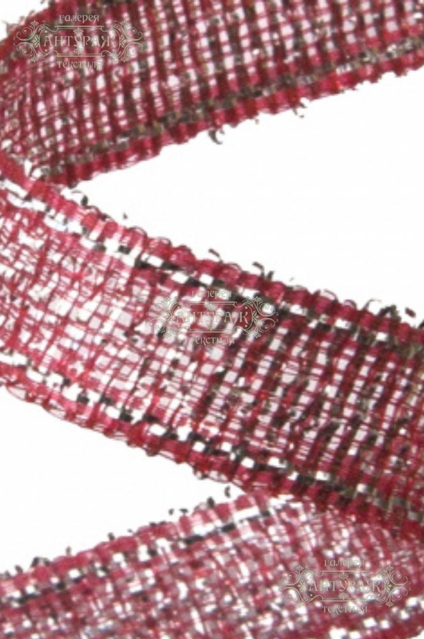 Лента металлизированная "ОмТекс", 25мм/уп.33+/-0,5м, цв.3342 - красный-серебро